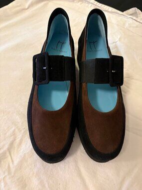 Thierry Rabotin two-tone black and chocolate brown suede shoes. European size 41